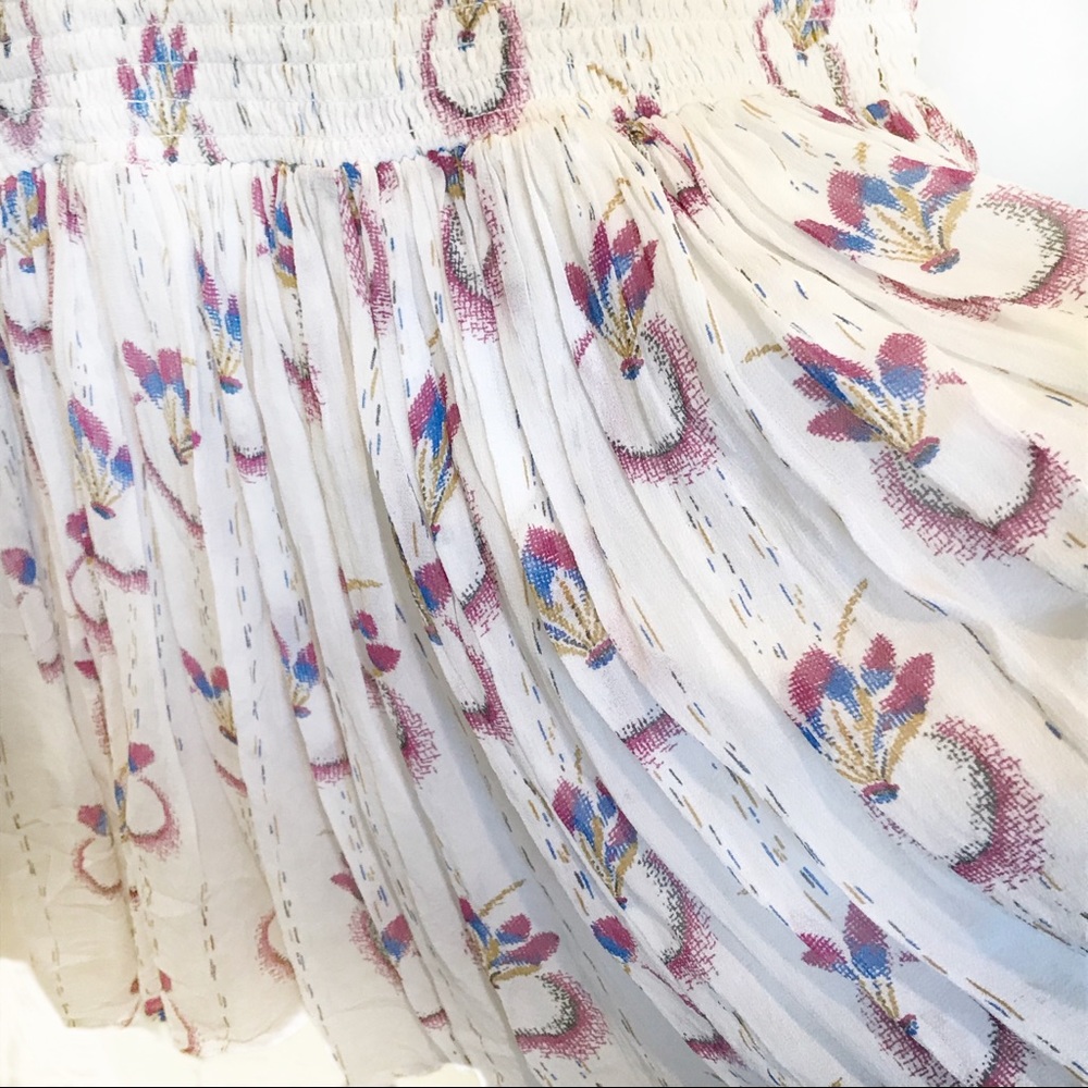 Free People Chiffon Floral Print Skater Dress Sz L - Picture 5 of 8